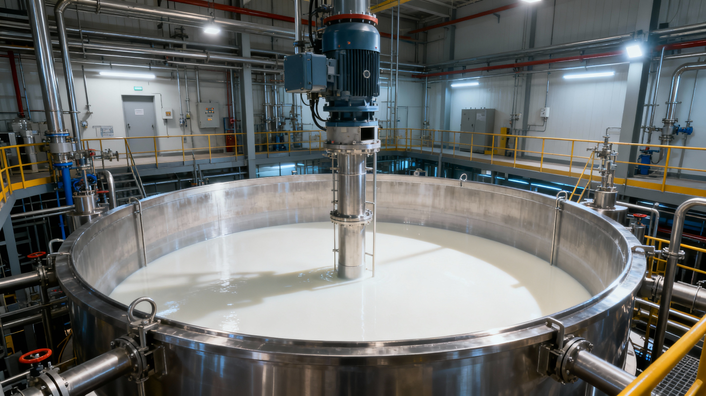 Industrial reactor during the polymerization of resins from gum turpentine for use in adhesives.