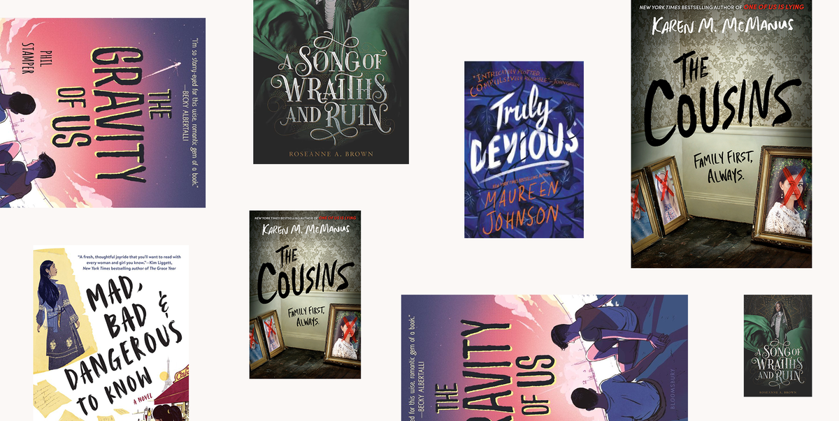 a collage of book covers the cousins, truly devious, the gravity of us, mad, bad dangerous to know a collage of book covers the cousins, truly devious, the gravity of us, mad, bad dangerous to know